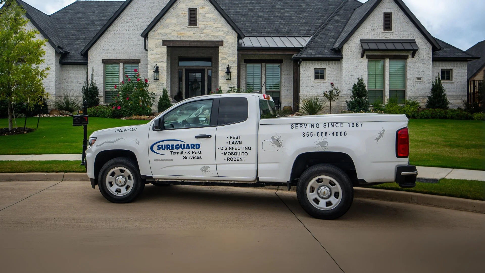 Dark green front lawn in Dallas, TX.