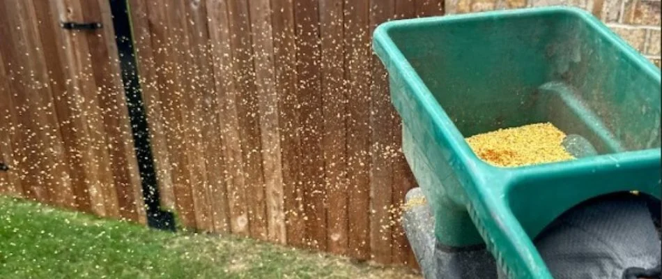 A lawn care treatment being applied to a lawn in North Richland Hills, TX.