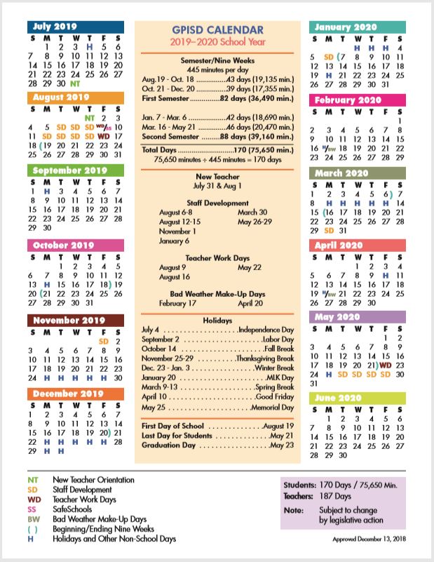 Gpisd Calendar 2022 Grand Prairie Isd School Calendar 2019-2020 - Sureguard Pest