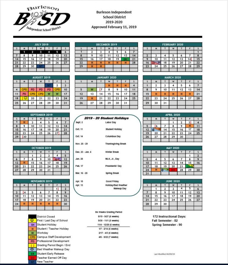 Burleson ISD School Calendar 2019 2020 Sureguard Termite Pest Control