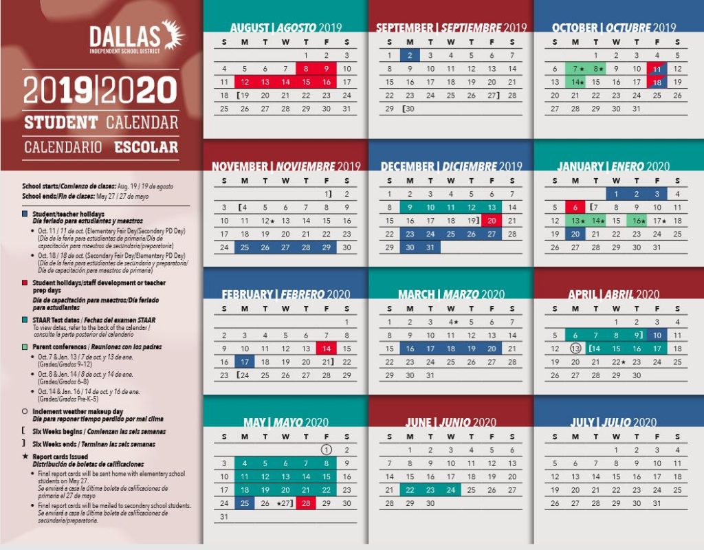 Dallas ISD School Calendar 20192020 Sureguard Termite & Pest Control
